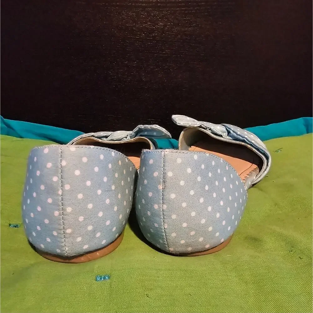 Restricted mint green polka dot bow D'orsay‎ pointed toe flats 9